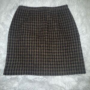 Ann Taylor Black and Tan Checkered Pencil Skirt